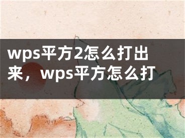 wps平方2怎么打出来，wps平方怎么打