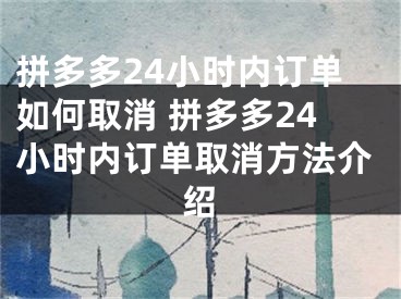 拼多多24小时内订单如何取消 拼多多24小时内订单取消方法介绍