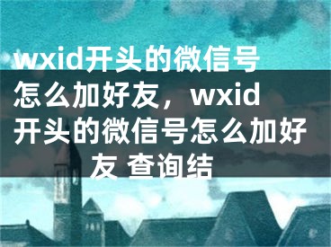 wxid开头的微信号怎么加好友，wxid开头的微信号怎么加好友 查询结