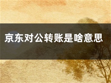 京东对公转账是啥意思