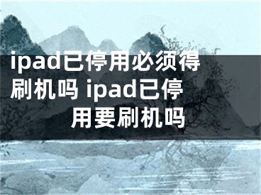 ipad已停用必须得刷机吗 ipad已停用要刷机吗