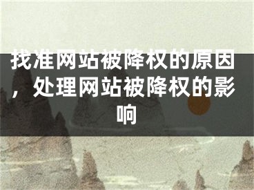 找准网站被降权的原因，处理网站被降权的影响