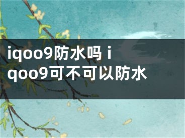 iqoo9防水吗 iqoo9可不可以防水