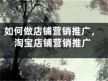 如何做店铺营销推广，淘宝店铺营销推广