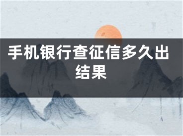 手机银行查征信多久出结果