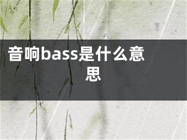 音响bass是什么意思