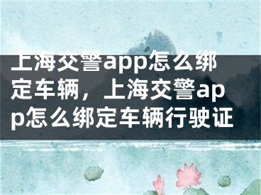 上海交警app怎么绑定车辆，上海交警app怎么绑定车辆行驶证