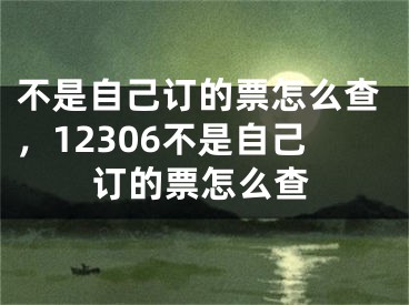 不是自己订的票怎么查，12306不是自己订的票怎么查