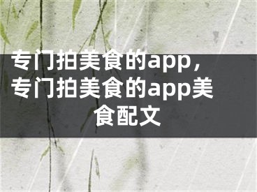 专门拍美食的app，专门拍美食的app美食配文
