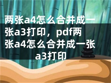 两张a4怎么合并成一张a3打印，pdf两张a4怎么合并成一张a3打印