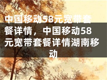 中国移动58元宽带套餐详情，中国移动58元宽带套餐详情湖南移动