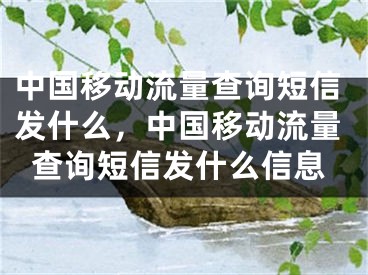 中国移动流量查询短信发什么，中国移动流量查询短信发什么信息