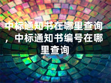 中标通知书在哪里查询，中标通知书编号在哪里查询