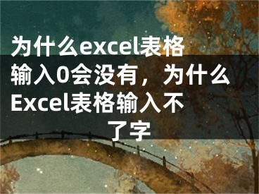 为什么excel表格输入0会没有，为什么Excel表格输入不了字