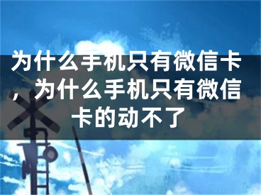 为什么手机只有微信卡，为什么手机只有微信卡的动不了