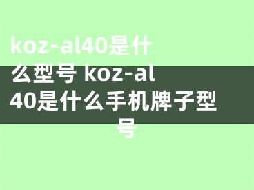 koz-al40是什么型号 koz-al40是什么手机牌子型号