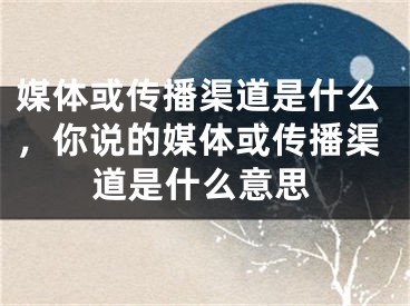 媒体或传播渠道是什么，你说的媒体或传播渠道是什么意思