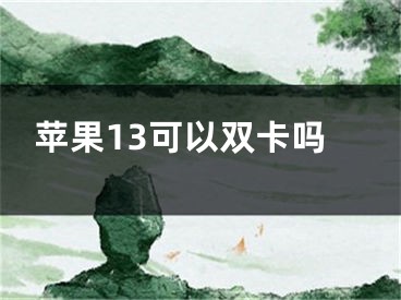 苹果13可以双卡吗