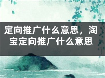 定向推广什么意思，淘宝定向推广什么意思