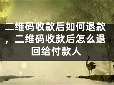 二维码收款后如何退款，二维码收款后怎么退回给付款人