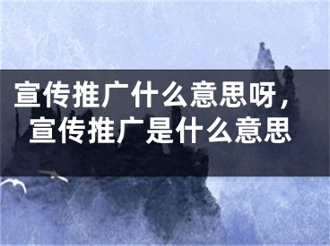 宣传推广什么意思呀，宣传推广是什么意思