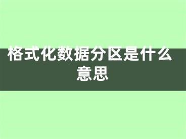 格式化数据分区是什么意思