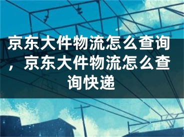 京东大件物流怎么查询，京东大件物流怎么查询快递