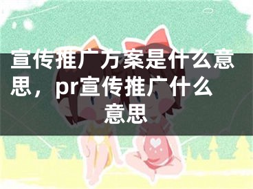 宣传推广方案是什么意思，pr宣传推广什么意思