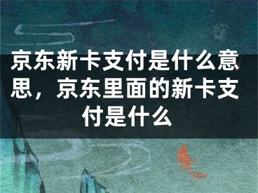 京东新卡支付是什么意思，京东里面的新卡支付是什么