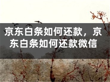 京东白条如何还款，京东白条如何还款微信