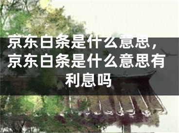 京东白条是什么意思，京东白条是什么意思有利息吗