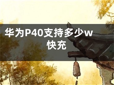 华为P40支持多少w快充