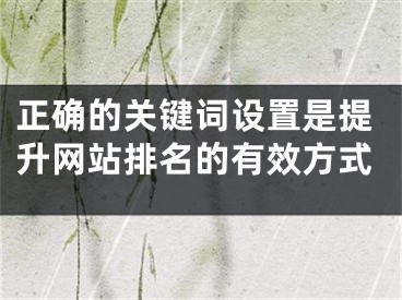 正确的关键词设置是提升网站排名的有效方式