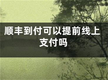 顺丰到付可以提前线上支付吗