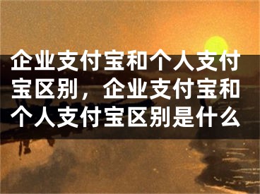 企业支付宝和个人支付宝区别，企业支付宝和个人支付宝区别是什么