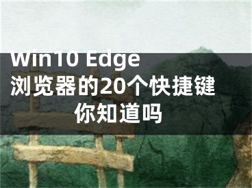 Win10 Edge浏览器的20个快捷键 你知道吗