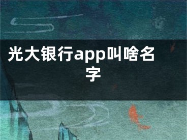 光大银行app叫啥名字