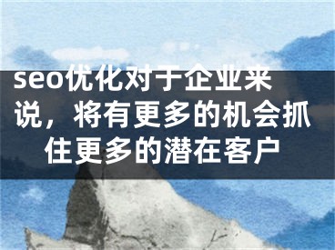 seo优化对于企业来说，将有更多的机会抓住更多的潜在客户
