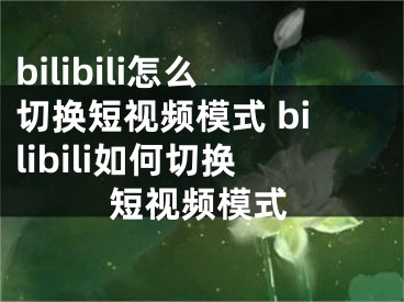 bilibili怎么切换短视频模式 bilibili如何切换短视频模式