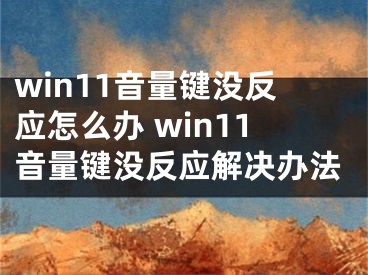 win11音量键没反应怎么办 win11音量键没反应解决办法