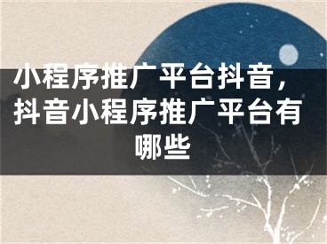 小程序推广平台抖音，抖音小程序推广平台有哪些