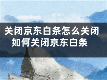 关闭京东白条怎么关闭 如何关闭京东白条