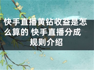 快手直播黄钻收益是怎么算的 快手直播分成规则介绍