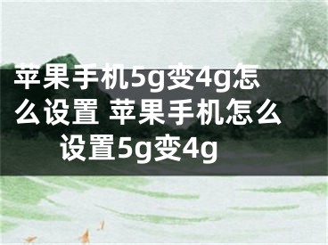 苹果手机5g变4g怎么设置 苹果手机怎么设置5g变4g