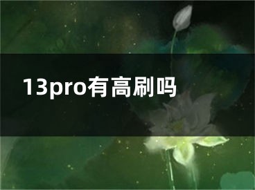 13pro有高刷吗