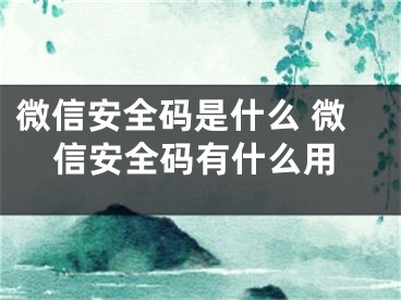 微信安全码是什么 微信安全码有什么用