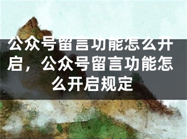 公众号留言功能怎么开启，公众号留言功能怎么开启规定