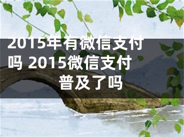 2015年有微信支付吗 2015微信支付普及了吗