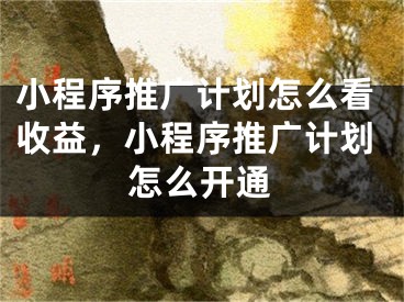 小程序推广计划怎么看收益，小程序推广计划怎么开通 