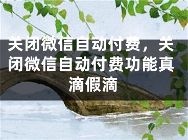 关闭微信自动付费，关闭微信自动付费功能真滴假滴